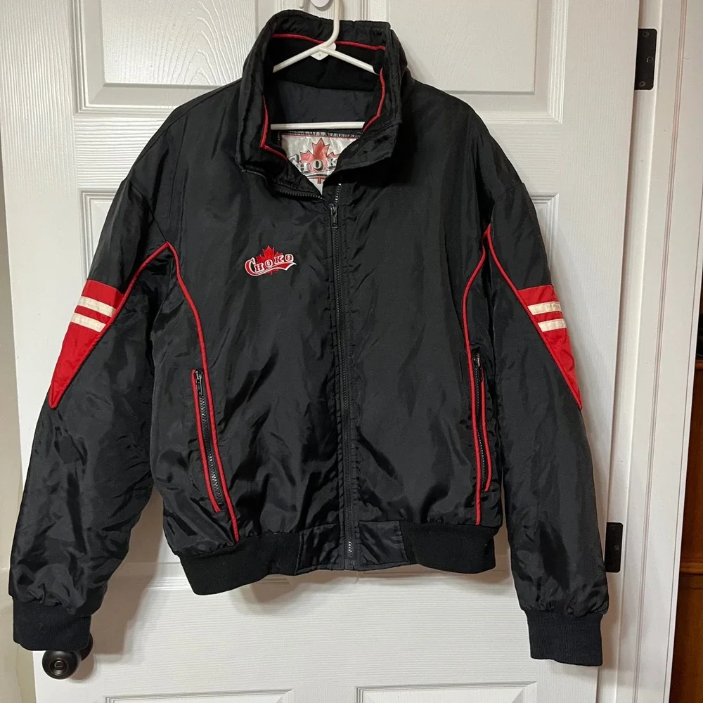 Vintage CHOKO Black Red Maple Leaf‎ Jacket Size Large
